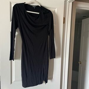 Lulu's Black Long Sleeve Midi Dress
